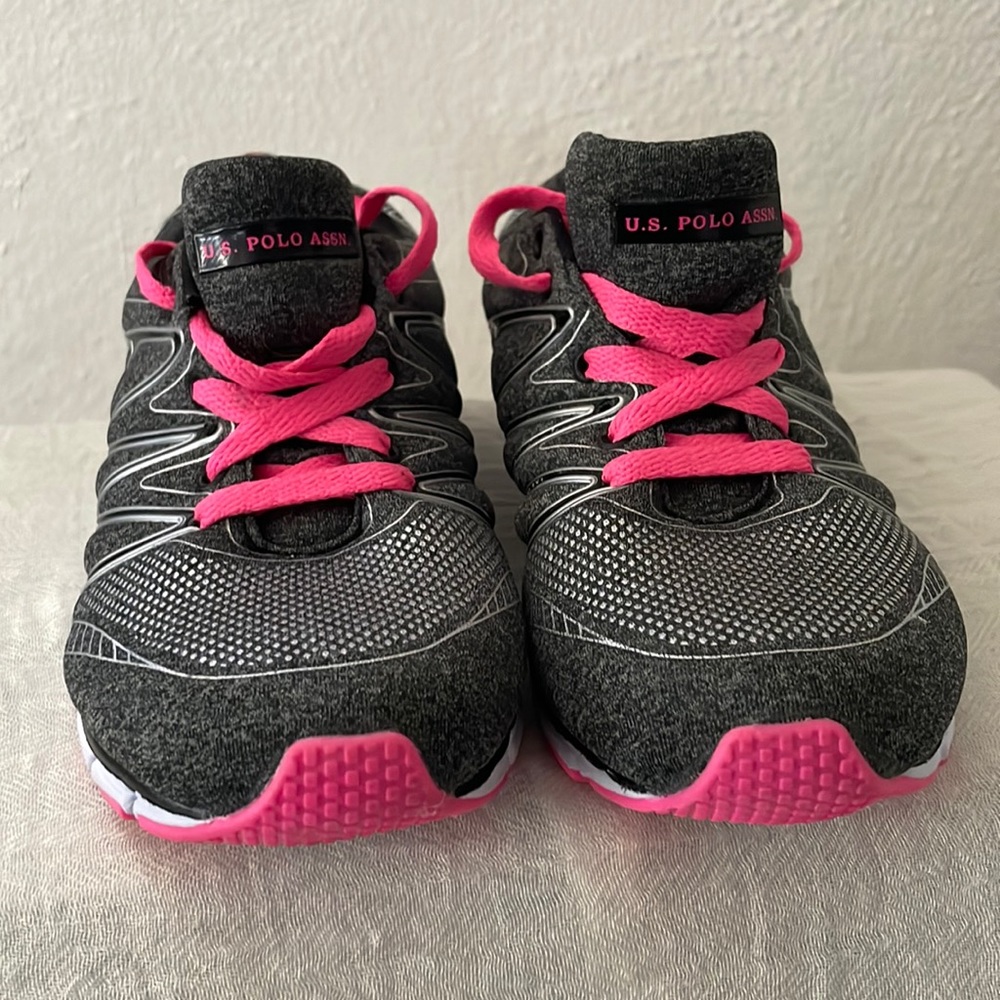 Polo Assn Pink Black and White Running Sneakers Hot Pink Laces